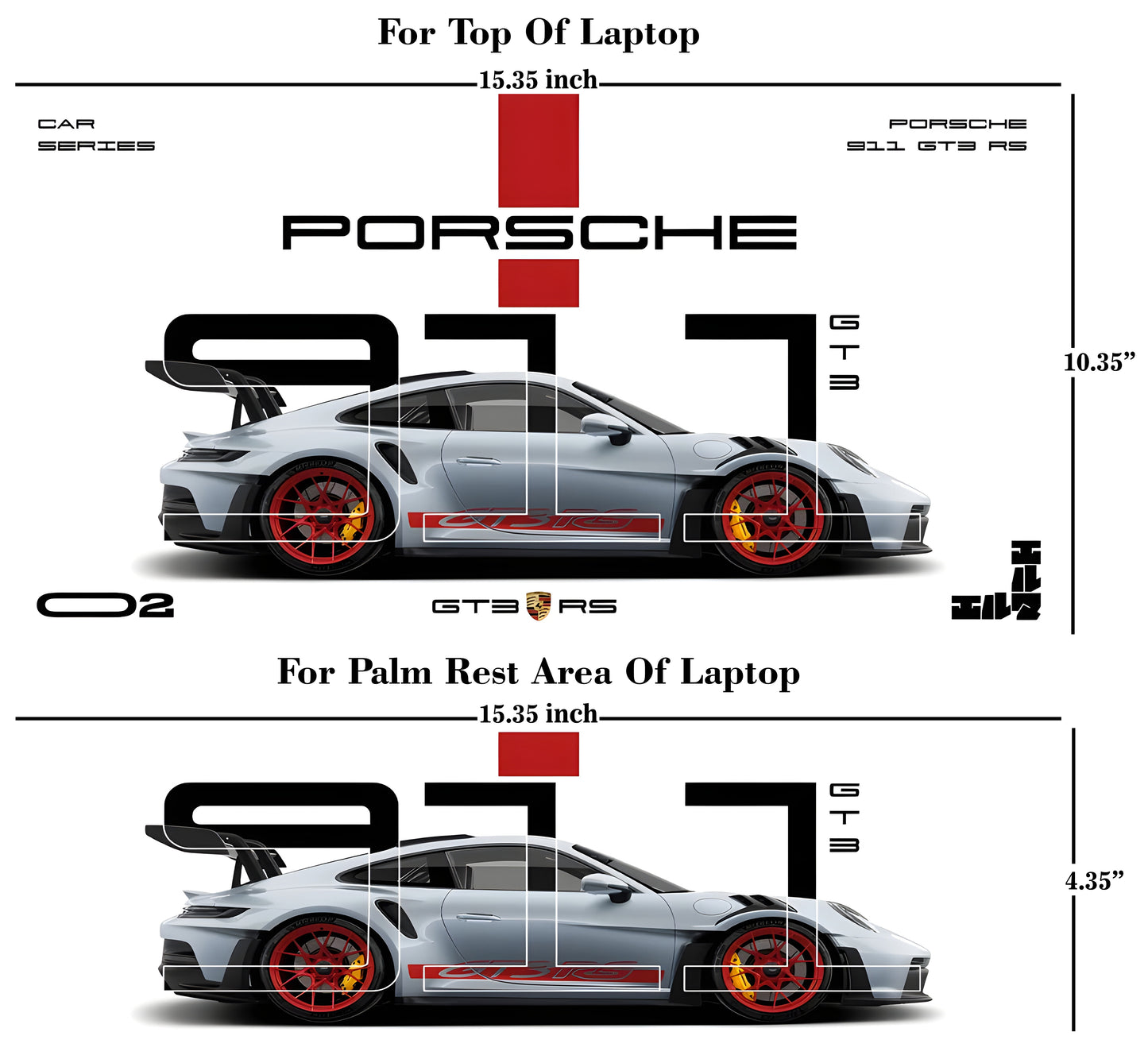 Porsche 911 GT3 RS Silver - Car Laptop Skin