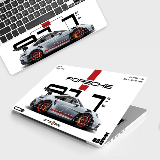 Porsche 911 GT3 RS Silver - Car Laptop Skin