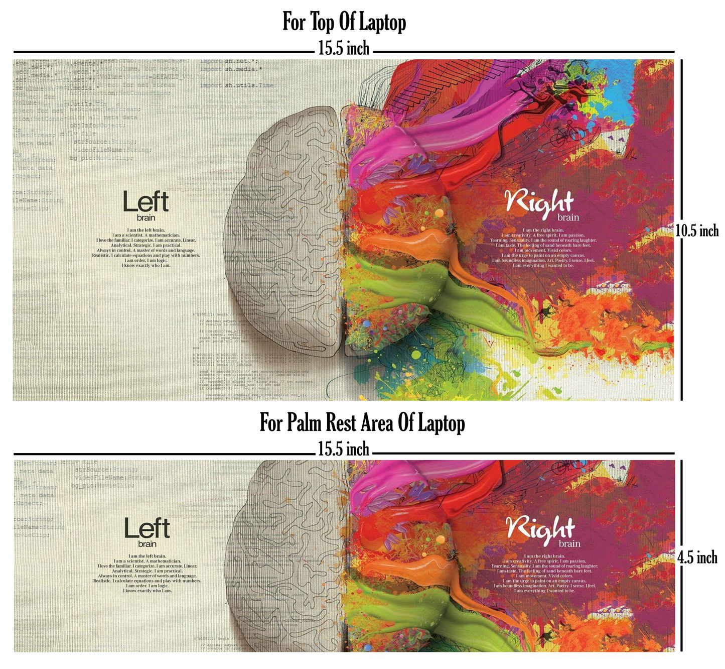 Laptop Skin - Left & Right Brain Quotes