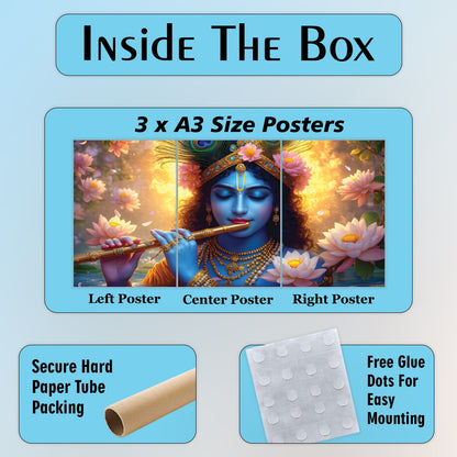 Lord Krishna | Devotional Art #03 | 3 Piece Set