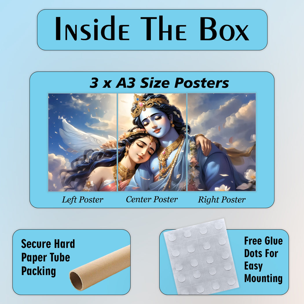 Radha Krishna | Devotional Art #01 | 3 Piece Set