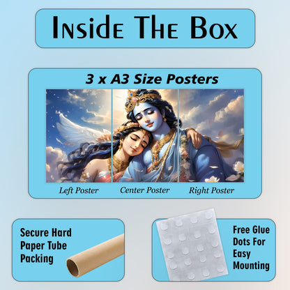 Radha Krishna | Devotional Art #01 | 3 Piece Set