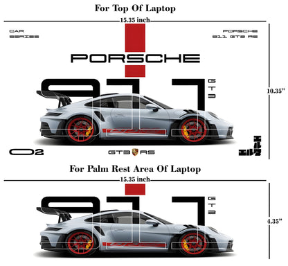Porsche 911 GT3 RS Silver - Car Laptop Skin